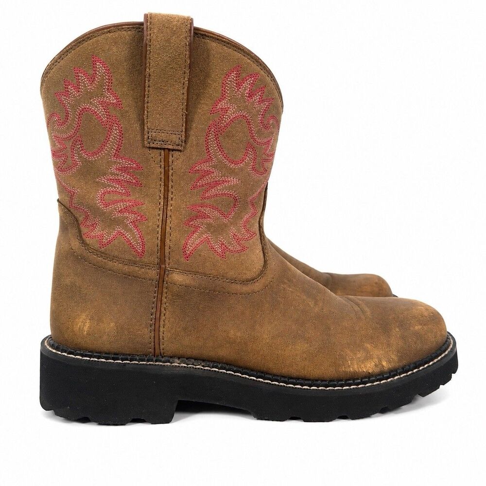 Ariat Fatbaby Western Boots Women Size 12 B Brown Leather Pull On Cowboy Rodeo